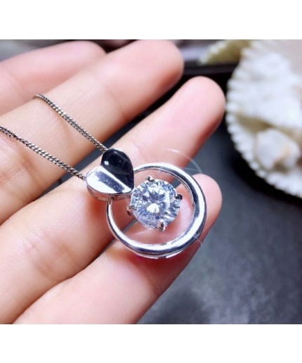 Moissanite Pendant, Engagement Pendent, Moissanite Silver Pendent, Woman Pendant, Pendant Necklace, Luxury Pendent, Round Cut Pendent | Save 33% - Rajasthan Living 3