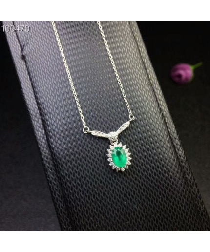 Natural Emerald Pendant, Engagement Pendant, Emerald Silver Pendent, Woman Pendant, Pendant Necklace, Luxury Pendent, Oval Cut Stone Pendent | Save 33% - Rajasthan Living