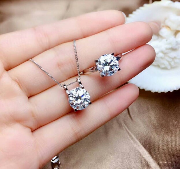Natural Moissanite Jewelry Set, Engagement Ring, Moissanite Jewelry, Women Pendant, Moissanite Necklace, Luxury Pendant, Round Cut Stone | Save 33% - Rajasthan Living 19