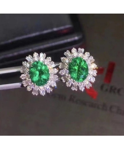 Natural Emerald Stud Earrings, 925 Sterling Silver, Emerald Earrings, Emerald Silver Earrings, Luxury Earrings, Oval Cut Stone Earrings | Save 33% - Rajasthan Living 3