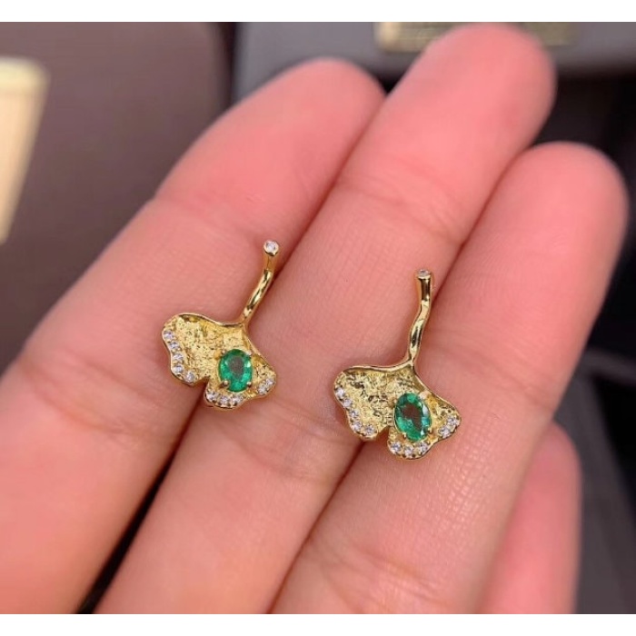 Natural Emerald Drop Earrings, 925 Sterling Silver, Emerald Earrings, Emerald Silver Earrings, Luxury Earrings, Oval Cut Stone Earrings | Save 33% - Rajasthan Living 7