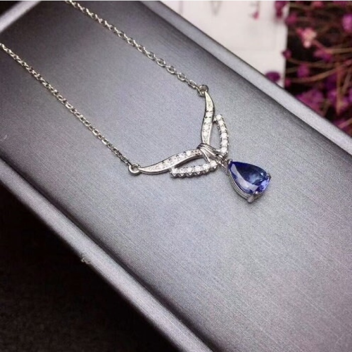 Natural Tanzanite Pendant, Engagement Pendent, Tanzanite Silver Pendent, Woman Pendant, Pendant Necklace, Luxury Pendent, Pear Cut Pendent | Save 33% - Rajasthan Living 6