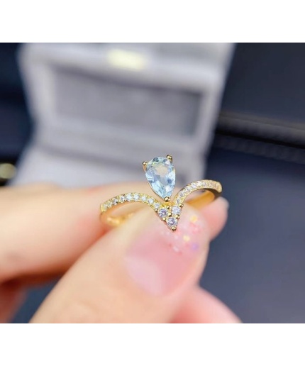 Natural Aquamarine Ring, 925 Sterling Silver, Aquamarine Ring, Engagement Ring, Wedding Ring, Luxury Ring, Ring/Band, Pear Cut Ring | Save 33% - Rajasthan Living