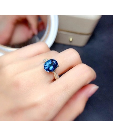 Natural Blue Topaz Ring, 925 Sterling Silver, Topaz Engagement Ring, Topaz Ring Wedding Ring, Topaz Luxury Ring, Ring/Band, Oval Cut Ring | Save 33% - Rajasthan Living 3