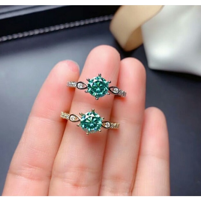 Green Moissanite Ring, 925 Sterling Silver, 1ct Moissanite Ring, Engagement Ring, Wedding Ring, Luxury Ring, Ring/Band, Round Cut Ring | Save 33% - Rajasthan Living 7