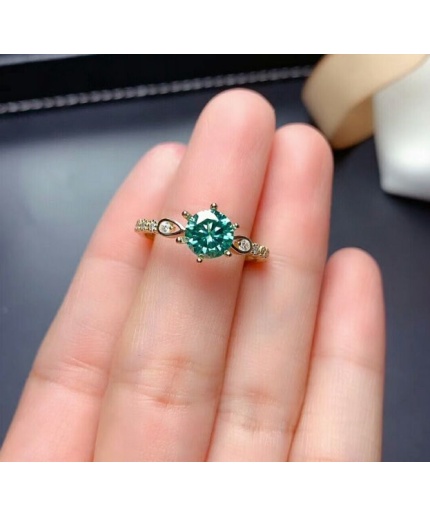 Green Moissanite Ring, 925 Sterling Silver, 1ct Moissanite Ring, Engagement Ring, Wedding Ring, Luxury Ring, Ring/Band, Round Cut Ring | Save 33% - Rajasthan Living