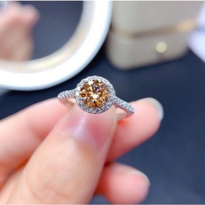 Yellow Moissanite Ring, 925 Sterling Silver, 1ct Moissanite Ring, Engagement Ring, Wedding Ring, Luxury Ring, Ring/Band, Round Cut Ring | Save 33% - Rajasthan Living 5