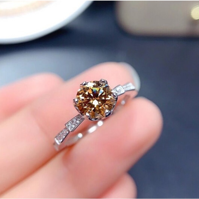 Yellow Moissanite Ring, 925 Sterling Silver, 1ct Moissanite Ring, Engagement Ring, Wedding Ring, Luxury Ring, Ring/Band, Round Cut Ring | Save 33% - Rajasthan Living 10