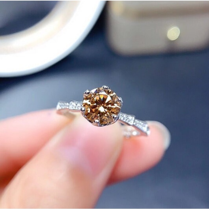 Yellow Moissanite Ring, 925 Sterling Silver, 1ct Moissanite Ring, Engagement Ring, Wedding Ring, Luxury Ring, Ring/Band, Round Cut Ring | Save 33% - Rajasthan Living 5
