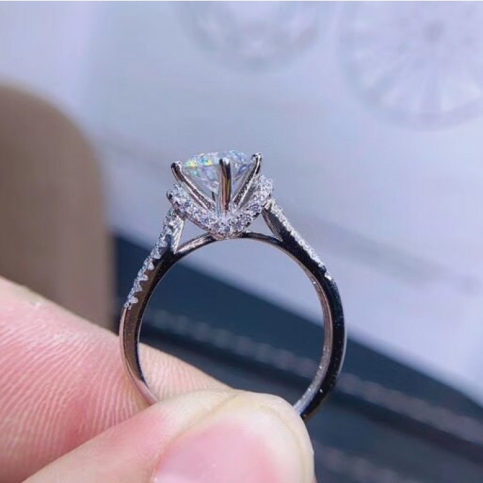 Moissanite Ring, 925 Sterling Silver, 1ct Moissanite Ring, Engagement Ring, Wedding Ring, Luxury Ring, Ring/Band, Round Cut Ring | Save 33% - Rajasthan Living 7
