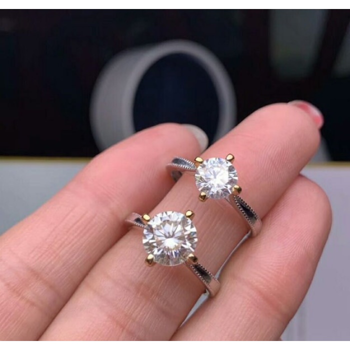 Moissanite Ring, 925 Sterling Silver, 1ct/2ct Moissanite Ring, Engagement Ring, Wedding Ring, Luxury Ring, Ring/Band, Round Cut Ring | Save 33% - Rajasthan Living 5