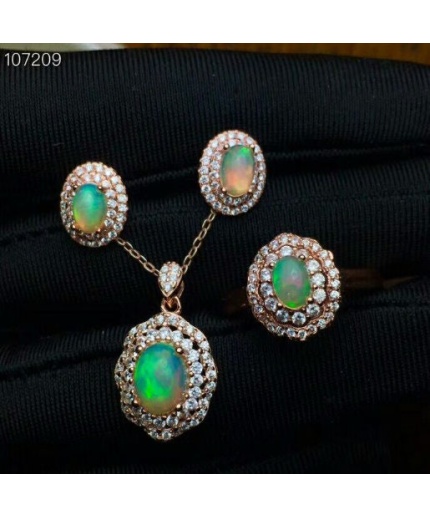 Natural Fire Opal Jewelry Set, Engagement Ring, Opal Jewellery Set,Woman Pendant, Opal Necklace, Luxury Pendant, Oval Cut Stone Pendent | Save 33% - Rajasthan Living