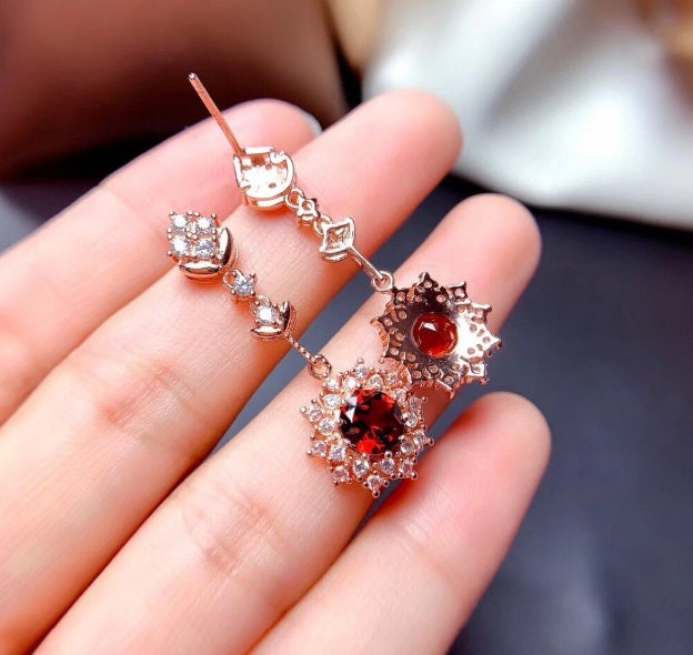 Natural Red Garnet Jewelry Set, Engagement Ring, Red Garnet Jewellery Set, Woman Pendant, Garnet Necklace, Luxury Pendent, Round Cut Stone | Save 33% - Rajasthan Living 18
