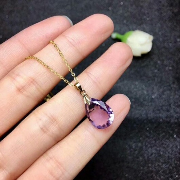 Natural Amethyst Jewellery Set , Engagement Pendent, Silver Amethyst Pendent, Woman Ring, Luxury Pendent, Pear Cut Stone Pendent | Save 33% - Rajasthan Living 12