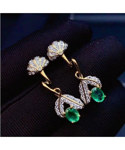 Natural Emerald Drop Earrings, 925 Sterling Silver, Emerald Drop Earrings, Emerald Silver Earrings, Luxury Earrings, Oval Cut Stone Earrings | Save 33% - Rajasthan Living 7