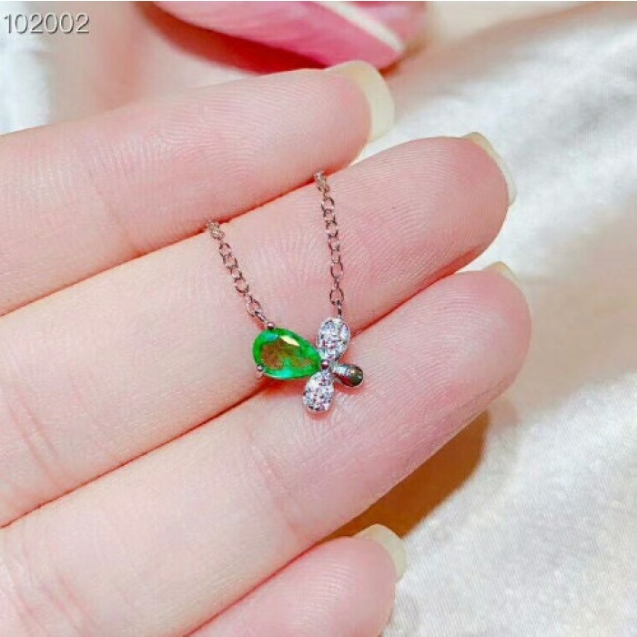 Natural Emerald Pendant, Engagement Pendent, Emerald Silver Pendent, Woman Pendant, Pendant Necklace, Luxury Pendant Pear Cut Stone Pendent | Save 33% - Rajasthan Living 5