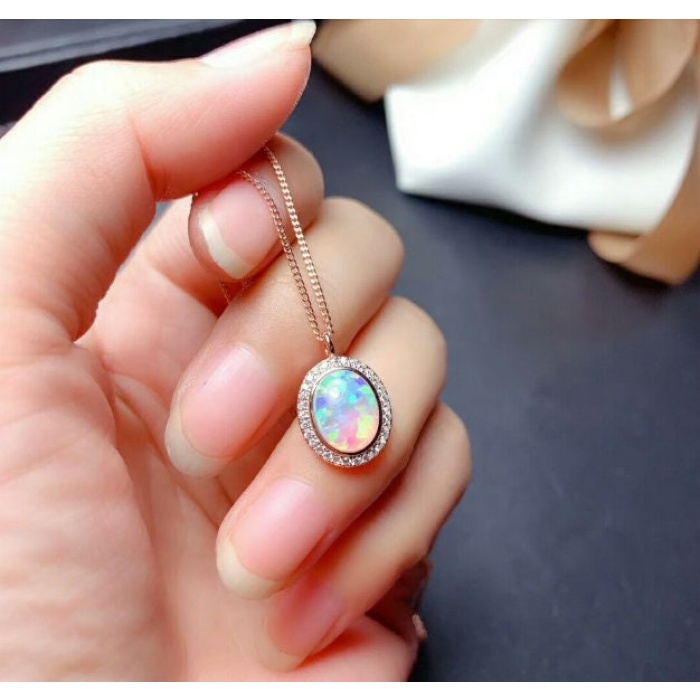 Natural Fire Opal Jewelry Set, Engagement Ring, Opal Jewellery Set,Woman Pendant, Opal Necklace, Luxury Pendant, Oval Cabochon Stone Pendent | Save 33% - Rajasthan Living 6