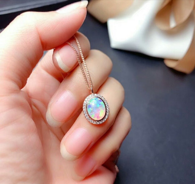 Natural Fire Opal Jewelry Set, Engagement Ring, Opal Jewellery Set,Woman Pendant, Opal Necklace, Luxury Pendant, Oval Cabochon Stone Pendent | Save 33% - Rajasthan Living 14