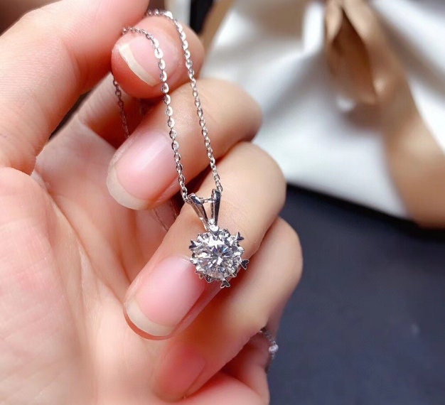Natural Moissanite Jewelry Set, Engagement Ring, Moissanite Jewelry, Women Pendant, Moissanite Necklace, Luxury Pendant, Round Cut Stone | Save 33% - Rajasthan Living 15