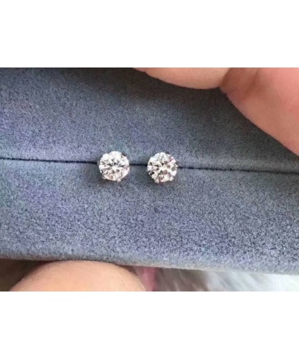 Moissanite Studs Earrings, 925 Sterling Silver, Studs Earrings, Earrings, Moissanite Earrings, Luxury Earrings, Round Cut Stone Earrings | Save 33% - Rajasthan Living 3