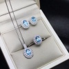 Natural Blue Topaz Jewelry Set, Engagement Ring, Blue Topaz Jewelry Set, Woman Pendant, Topaz Necklace, Luxury Pendant, Oval Cut Stone | Save 33% - Rajasthan Living 12