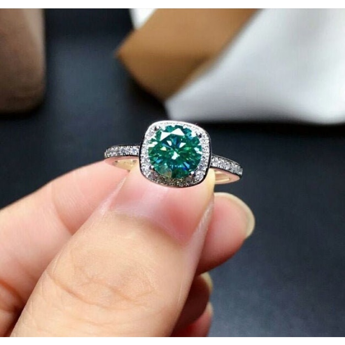 Green Moissanite Ring, 925 Sterling Silver, 1ct Moissanite Ring, Engagement Ring, Wedding Ring, Luxury Ring, Ring/Band, Round Cut Ring | Save 33% - Rajasthan Living 5