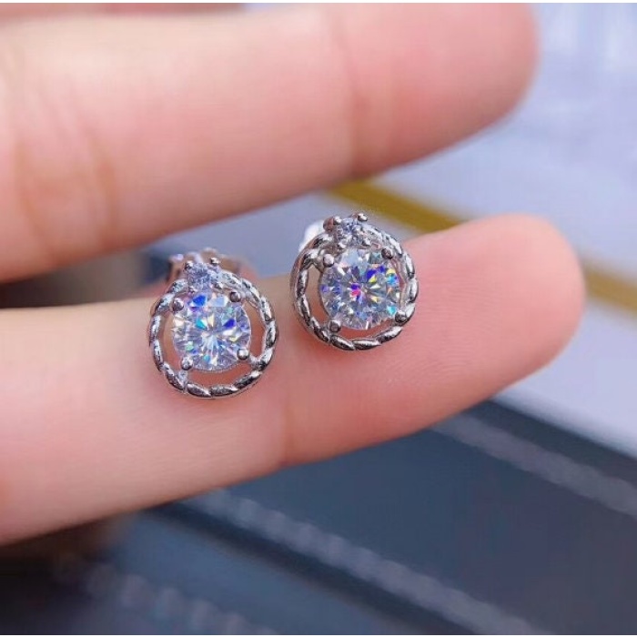 Moissanite Studs Earrings, 925 Sterling Silver, Studs Earrings, Earrings, Moissanite Earrings, Luxury Earrings, Cushion Cut Stone Earrings | Save 33% - Rajasthan Living 7