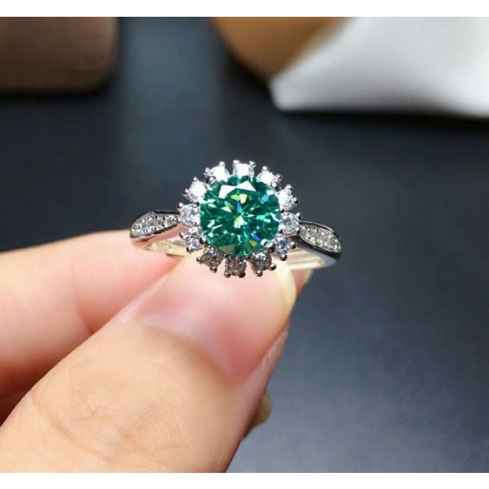 Green Moissanite Ring, 925 Sterling Silver, 1ct Moissanite Ring, Engagement Ring, Wedding Ring, Luxury Ring, Ring/Band, Round Cut Ring | Save 33% - Rajasthan Living 8