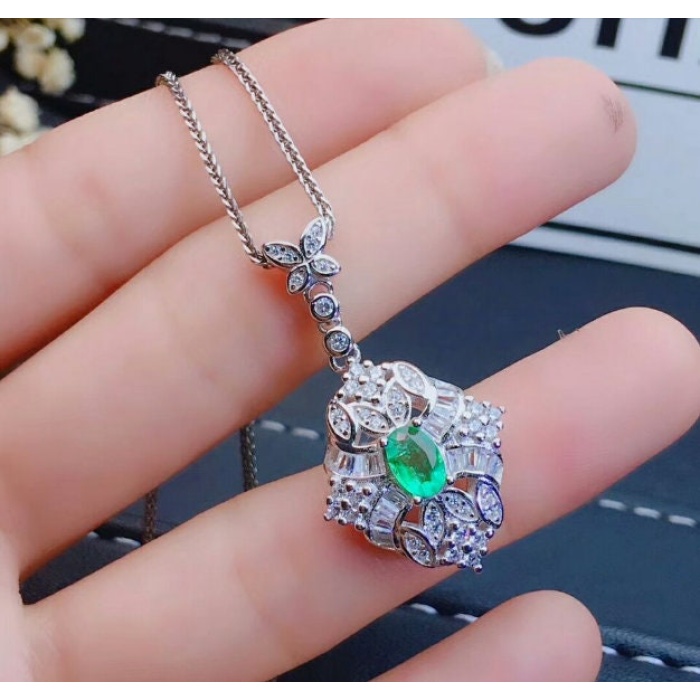 Natural Emerald Jewelry Set, Engagement Ring, Emerald Silver Pendent, Woman Earring Pendant Necklace, Luxury Pendent, Oval Cut Stone Pendent | Save 33% - Rajasthan Living 8