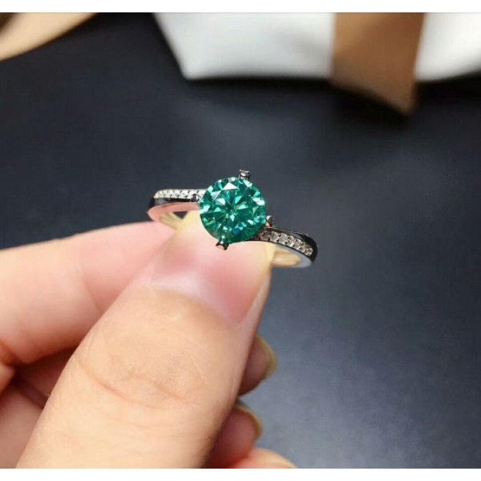 Green Moissanite Ring, 925 Sterling Silver, 1ct Moissanite Ring, Engagement Ring, Wedding Ring, Luxury Ring, Ring/Band, Round Cut Ring | Save 33% - Rajasthan Living 9