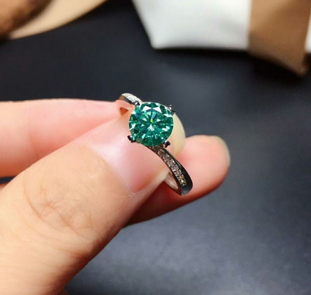 Green Moissanite Ring, 925 Sterling Silver, 1ct Moissanite Ring, Engagement Ring, Wedding Ring, Luxury Ring, Ring/Band, Round Cut Ring | Save 33% - Rajasthan Living 16