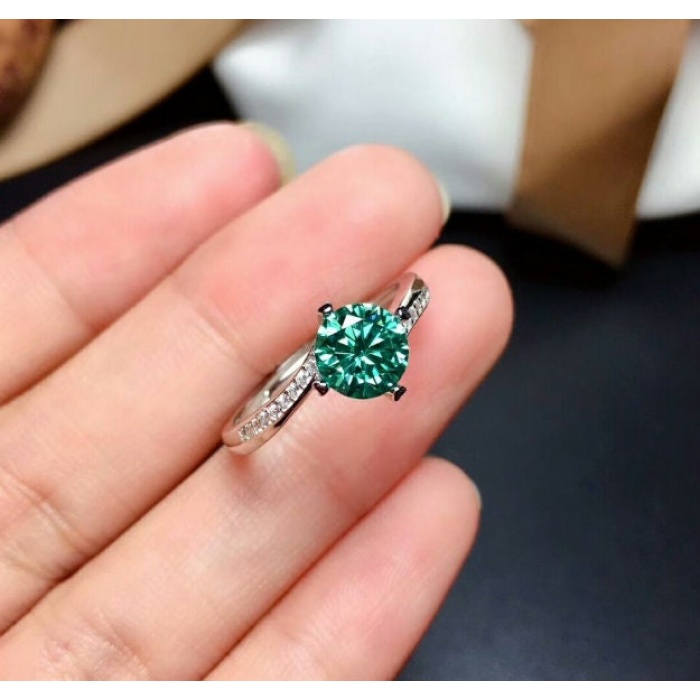 Green Moissanite Ring, 925 Sterling Silver, 1ct Moissanite Ring, Engagement Ring, Wedding Ring, Luxury Ring, Ring/Band, Round Cut Ring | Save 33% - Rajasthan Living 7