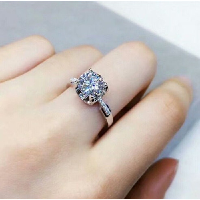 Moissanite Ring, 925 Sterling Silver, 1ct, 2ct, 3ct Moissanite Ring, Engagement Ring, Wedding Ring, Luxury Ring, Ring/Band, Round Cut Ring | Save 33% - Rajasthan Living 7