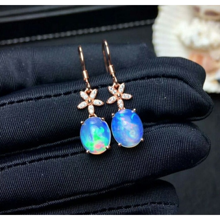 Natural Opal Drop Earrings, 925 Sterling Silver, Opal Drop Earrings, Earrings, Opal Earrings, Luxury Earrings, Oval Stone Earrings | Save 33% - Rajasthan Living 11