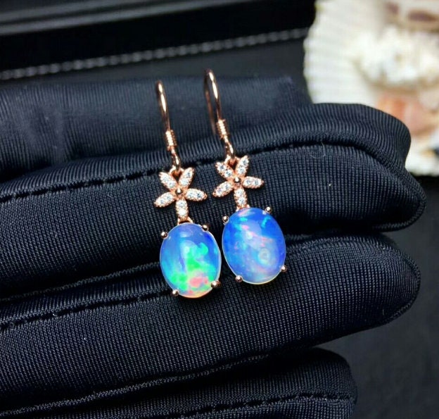 Natural Opal Drop Earrings, 925 Sterling Silver, Opal Drop Earrings, Earrings, Opal Earrings, Luxury Earrings, Oval Stone Earrings | Save 33% - Rajasthan Living 18