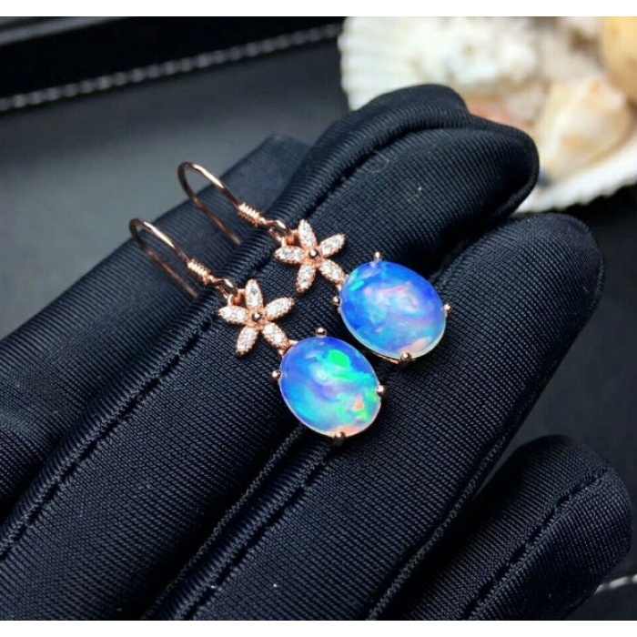 Natural Opal Drop Earrings, 925 Sterling Silver, Opal Drop Earrings, Earrings, Opal Earrings, Luxury Earrings, Oval Stone Earrings | Save 33% - Rajasthan Living 8