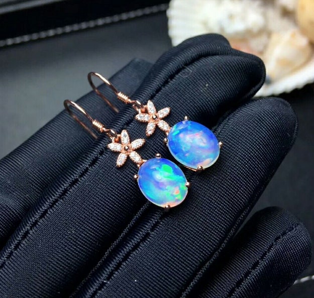 Natural Opal Drop Earrings, 925 Sterling Silver, Opal Drop Earrings, Earrings, Opal Earrings, Luxury Earrings, Oval Stone Earrings | Save 33% - Rajasthan Living 15