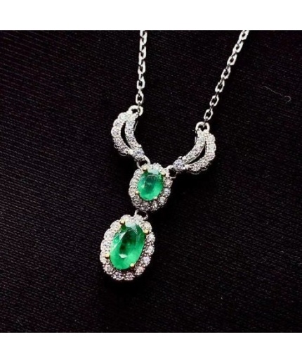 Natural Emerald Pendant, Engagement Pendent, Emerald Silver Pendent, Woman Pendant, Pendant Necklace, Luxury Pendant, Oval Cut Stone Pendent | Save 33% - Rajasthan Living 3