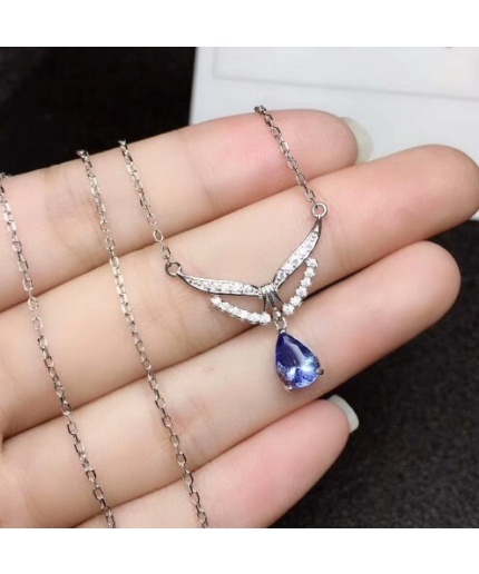 Natural Tanzanite Pendant, Engagement Pendent, Tanzanite Silver Pendent, Woman Pendant, Pendant Necklace, Luxury Pendent, Pear Cut Pendent | Save 33% - Rajasthan Living