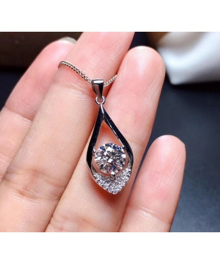 Moissanite Pendant, Engagement Pendent, Moissanite Silver Pendent, Woman Pendant, Pendant Necklace, Luxury Pendent, Round Cut Pendent | Save 33% - Rajasthan Living