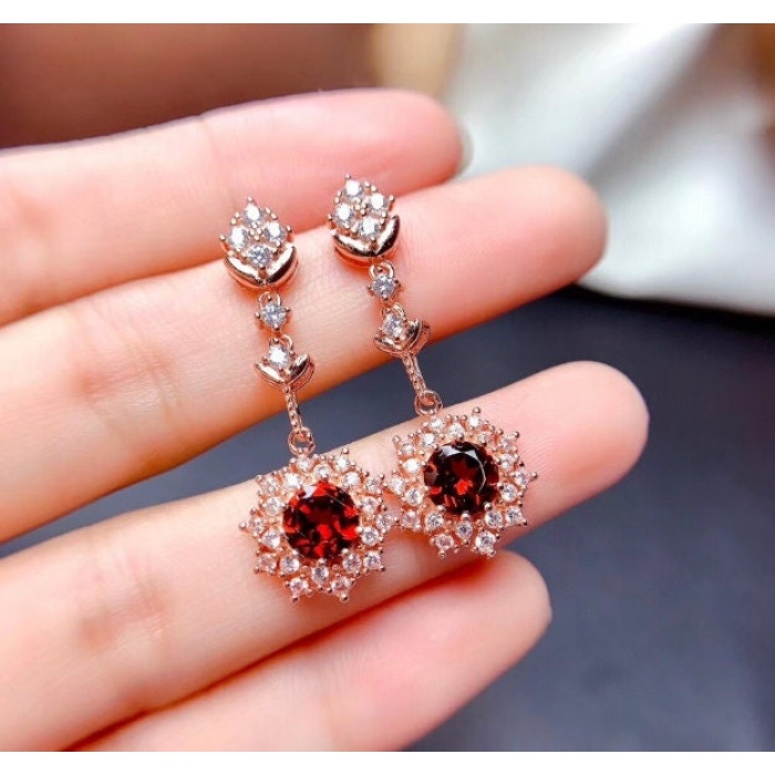 Natural Red Garnet Jewelry Set, Engagement Ring, Red Garnet Jewellery Set, Woman Pendant, Garnet Necklace, Luxury Pendent, Round Cut Stone | Save 33% - Rajasthan Living 9