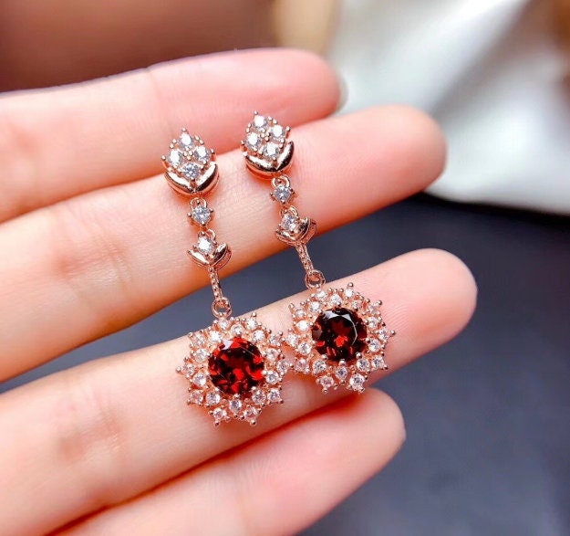 Natural Red Garnet Jewelry Set, Engagement Ring, Red Garnet Jewellery Set, Woman Pendant, Garnet Necklace, Luxury Pendent, Round Cut Stone | Save 33% - Rajasthan Living 17