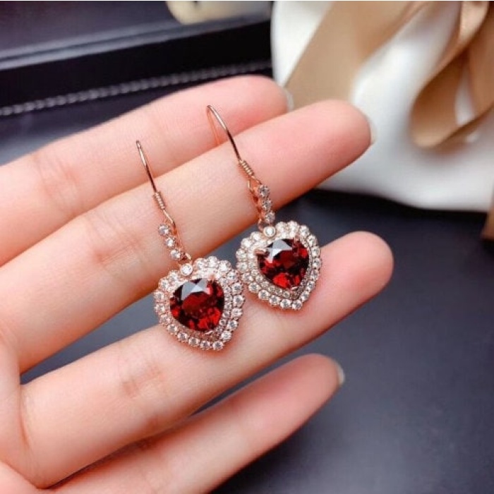 Natural Red Garnet Jewelry Set, Engagement Ring, Red Garnet Jewellery Set, Woman Pendant, Garnet Necklace, Luxury Pendent, Heart Cut Stone | Save 33% - Rajasthan Living 10