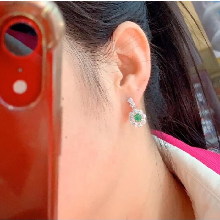 Natural Emerald Drop Earrings, 925 Sterling Silver, Emerald Drop Earrings, Emerald Silver Earrings, Luxury Earrings, Oval Cut Stone Earrings | Save 33% - Rajasthan Living 11