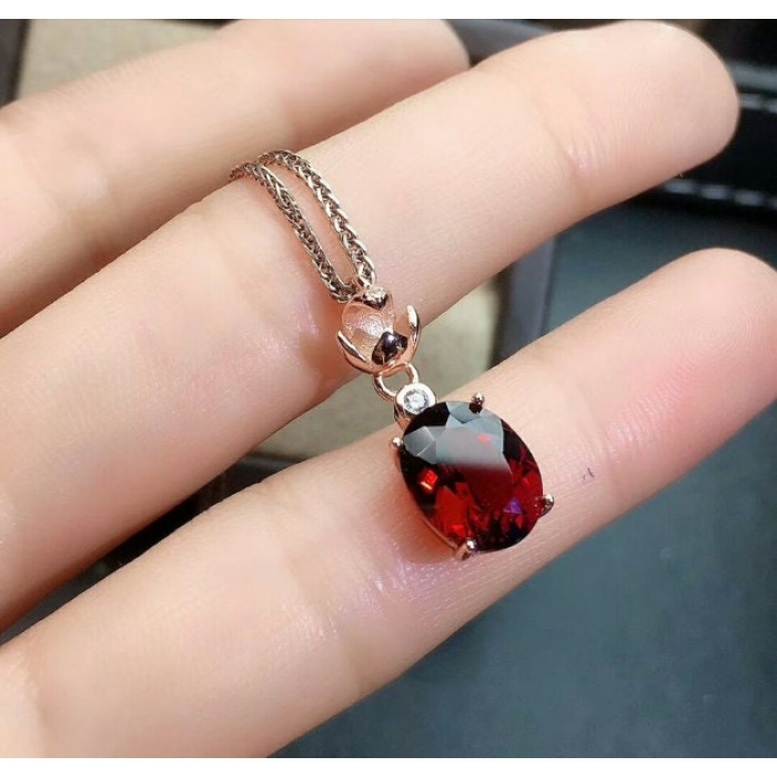 Natural Red Garnet Jewelry Set, Engagement Ring, Red Garnet Jewellery Set, Woman Pendant, Garnet Necklace, Luxury Pendent, Oval Cut Stone | Save 33% - Rajasthan Living 9