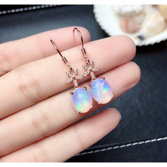 Natural Opal Drop Earrings, 925 Sterling Silver, Opal Drop Earrings, Earrings, Opal Earrings, Luxury Earrings, Oval Stone Earrings | Save 33% - Rajasthan Living 10