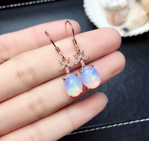 Natural Opal Drop Earrings, 925 Sterling Silver, Opal Drop Earrings, Earrings, Opal Earrings, Luxury Earrings, Oval Stone Earrings | Save 33% - Rajasthan Living 17