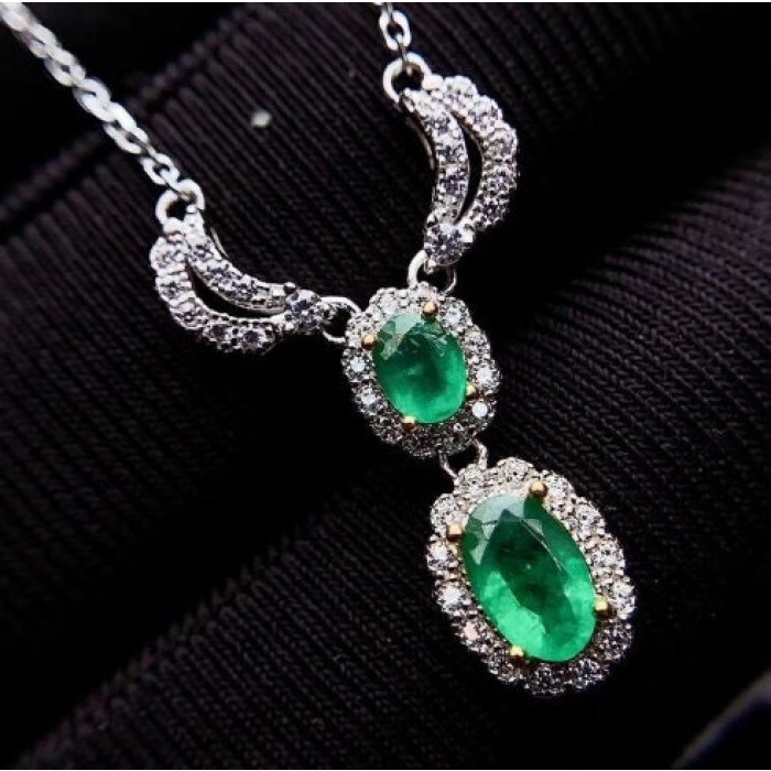 Natural Emerald Pendant, Engagement Pendent, Emerald Silver Pendent, Woman Pendant, Pendant Necklace, Luxury Pendant, Oval Cut Stone Pendent | Save 33% - Rajasthan Living 9