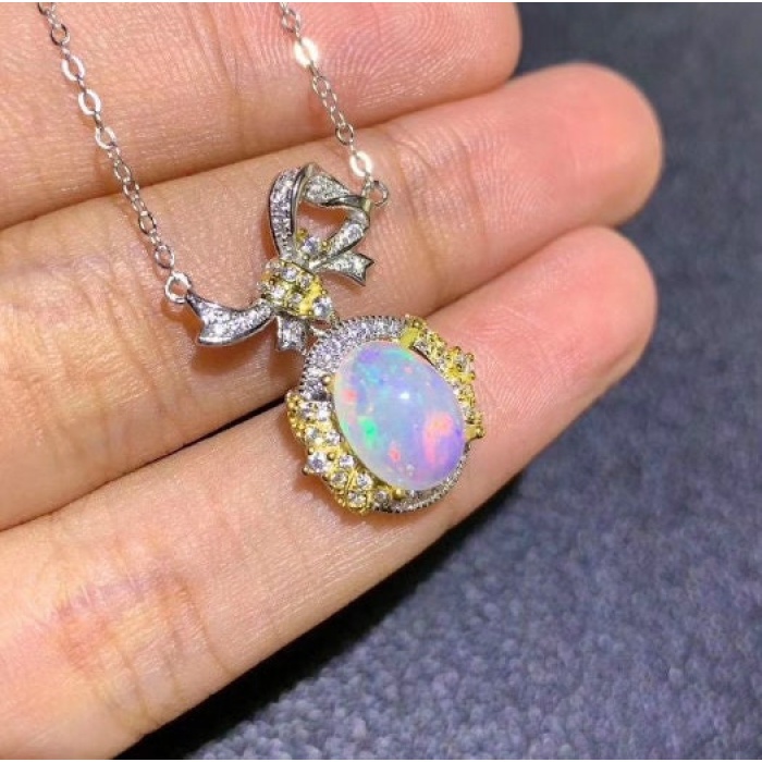 Natural Fire Opal Pendant, Engagement Pendent, Fire Opal Silver Pendent, Woman Pendant, Pendant Necklace, Luxury Pendent, Oval Pendent | Save 33% - Rajasthan Living 9