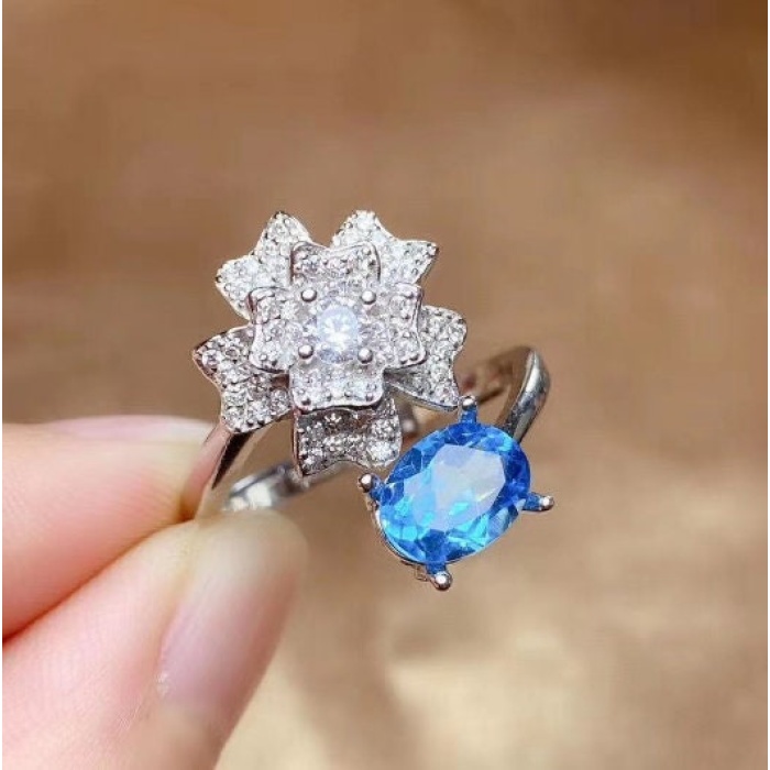 Natural Blue Topaz Ring, 925 Sterling Silver, Topaz Engagement Ring, Topaz Ring, Wedding Ring, Topaz Luxury Ring, Ring/Band, Oval Cut Ring | Save 33% - Rajasthan Living 8